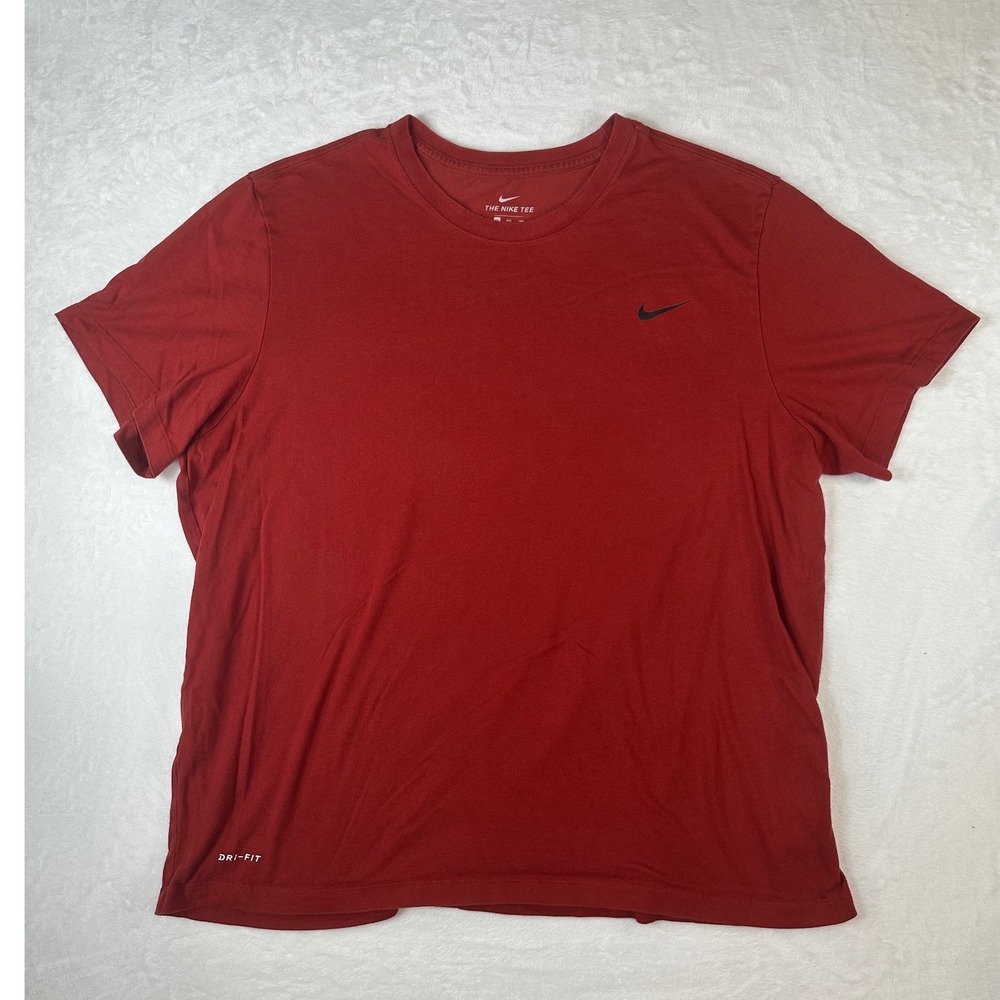 Nike Mens Dri-FIT Short Sleeve Training T-Shirt Red 3XL Swoosh Logo Athletic Tee